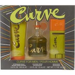 Curve By Liz Claiborne Cologne Spray 2.5 Oz & Aftershave Balm 3.4 Oz & Deodorant Stick 1.7 Oz For Men