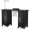 Portable Nail Desk Nail Art Table Workstation with Removable Drawers; Lockable Wheels; Fan Dust Collector; Lamp; Wrist rest Black